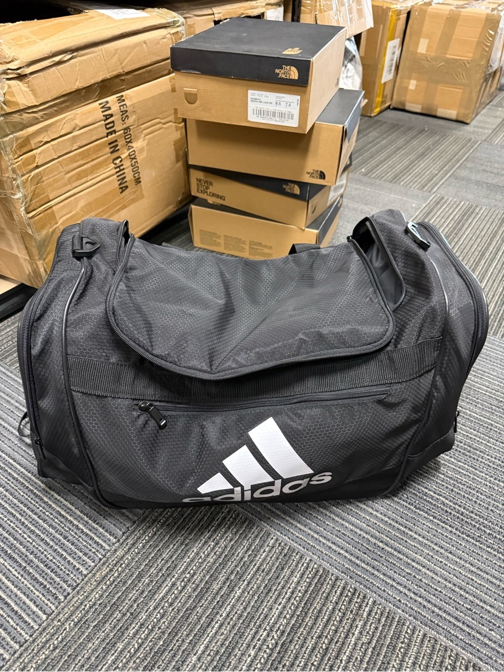 adidas Black Duffel Bag with White Logo